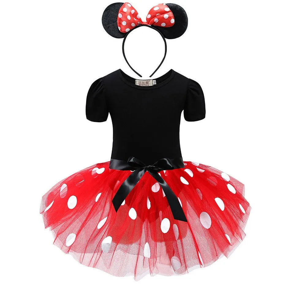 Baby Girls Ballet Tutu Dress Summer Kids Minnie Mickey Dress Dots Mouse Costume Children Christmas Birthday Party Clothes