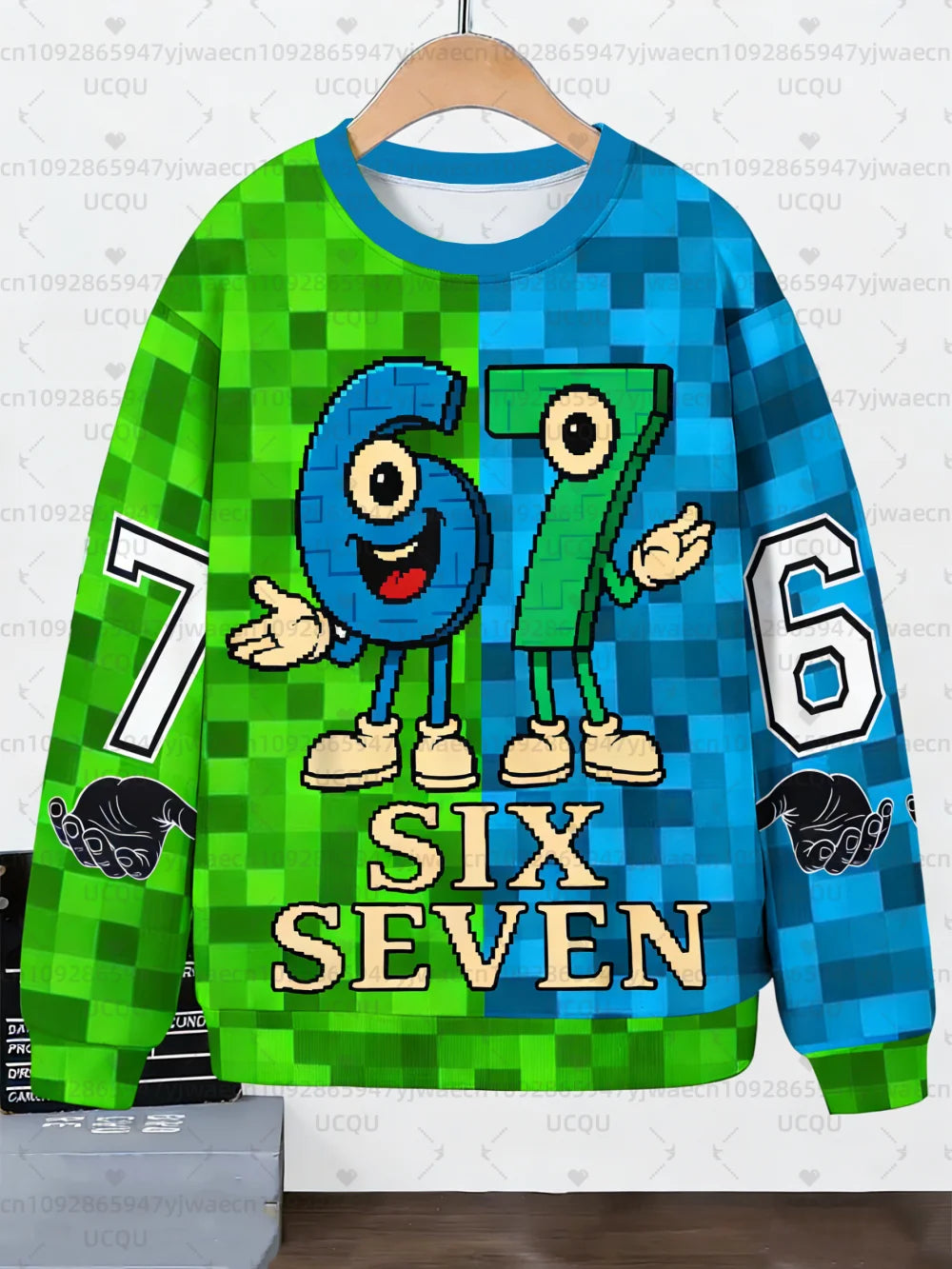 Kids 67 Six Seven Italian Brain Rot Math Joke Tops Y2k Game Saying Pullovers Clothes Graphic Y2k Children's Sweatshirt