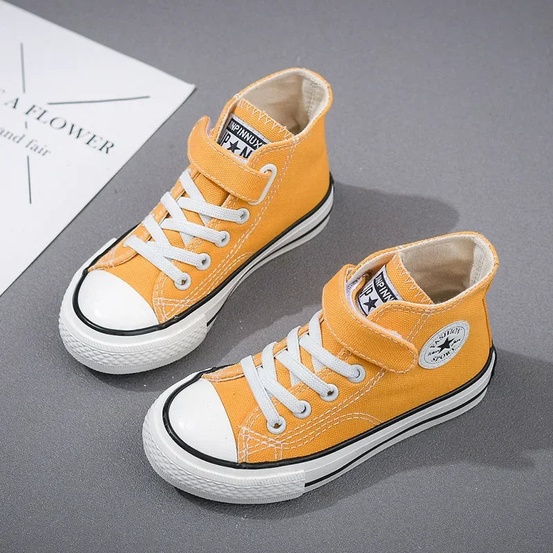 Canvas Shoes Student Casual New Children Hook and Loop Slip on Flat Board Shoes Kids Soft Bottom Non Slip Breathable Sneakers