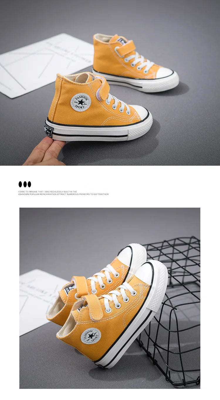 Canvas Shoes Student Casual New Children Hook and Loop Slip on Flat Board Shoes Kids Soft Bottom Non Slip Breathable Sneakers