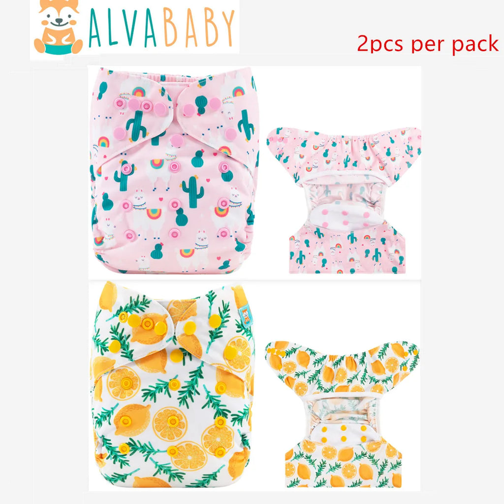 2pcs Eco-friendly Baby Cloth Diaper Cover Waterproof Cover Nappies Reusable Washable Adjustable Nappy Cover for Baby 3-15kg