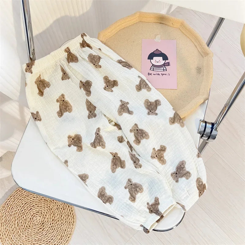 Kids Pants Boy Girl Summer Linen Pleated Trousers Children Ankle-length Pants for Baby Boys Pants Casual Harem kids clothes