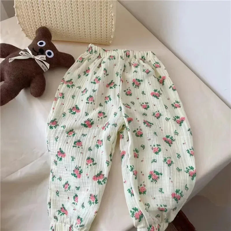 Kids Pants Boy Girl Summer Linen Pleated Trousers Children Ankle-length Pants for Baby Boys Pants Casual Harem kids clothes