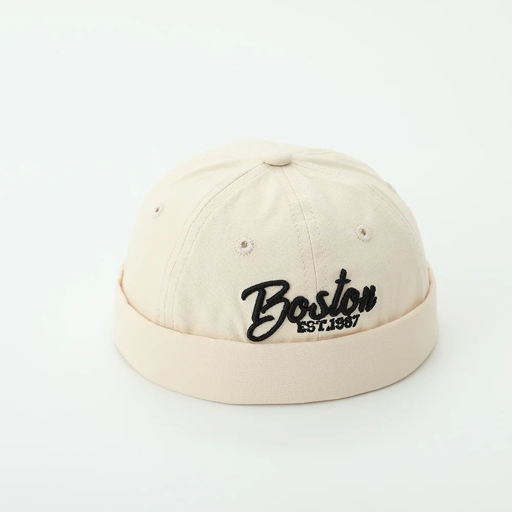 Solid Color Baby Dome Melon Cap Letter Embroidery Kids Cotton Brimless Hat Casual Boys Girls Hip Hop Docker Caps