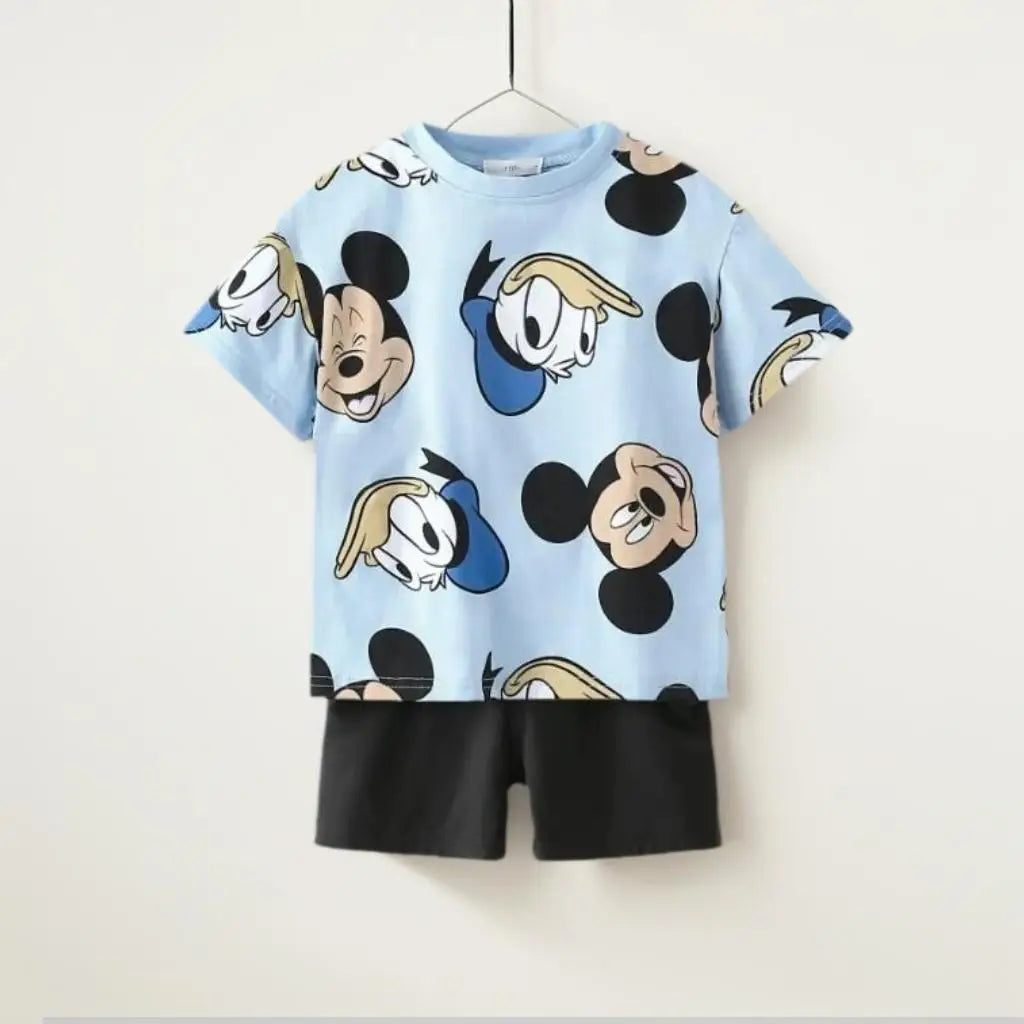 Children's All Over Print Casual Sets Lion King Winnie The Pooh Mickey Print Kids Loose Two Piece Sets Summer New Boys And Girls