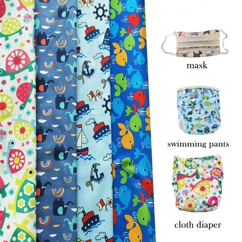 100X150CM Printed Fabric for Baby Diapers Waterproof Breathable TPU Laminated Fabric for DIY Storage Bag
