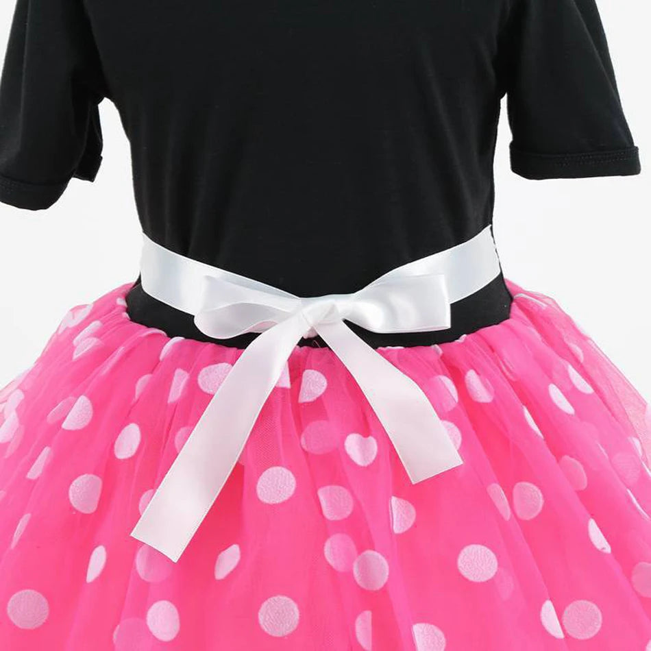 New Polka Dot Princess Dress for Baby Girls Minnie Mesh Bow Dress Birthday Party Gown Halloween Carnival Cosplay Costume