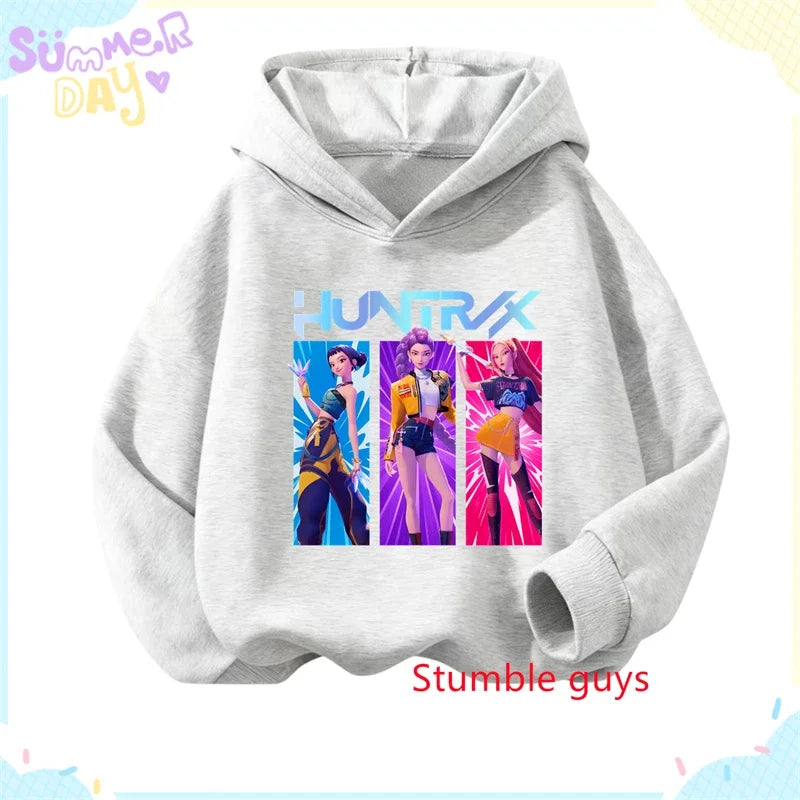 Kpop Demon Hunters Girls Hoodie Autumn Rumi Anime Soft Warm Daily Wear Sweet Print Boys Hooded Sweatshirt