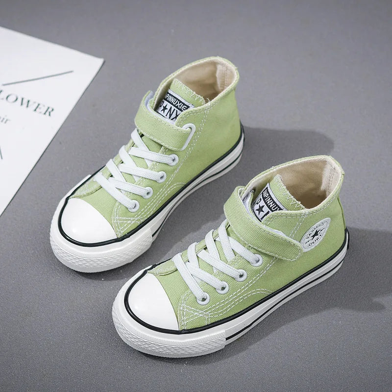 Canvas Shoes Student Casual New Children Hook and Loop Slip on Flat Board Shoes Kids Soft Bottom Non Slip Breathable Sneakers